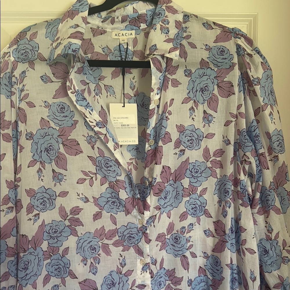 Acacia Swimwear Blue and Purple Bishop Sleeve Dress